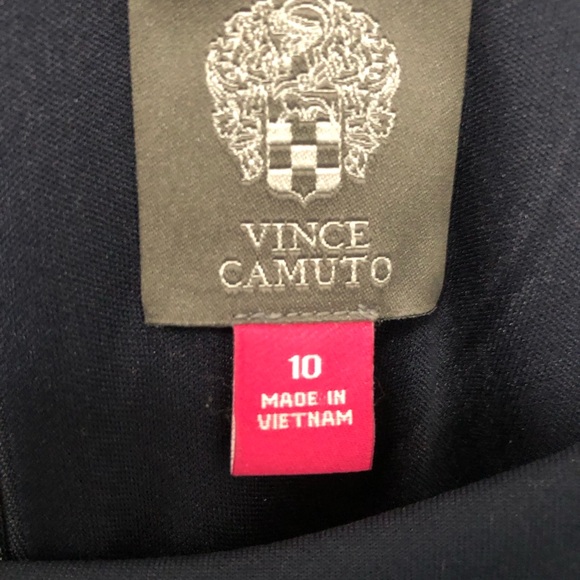 Vince Camuto Women's Scuba Tulip Sleeve Shift Dress w/Laser Cut Hem Navy Size 10 - Picture 6 of 8